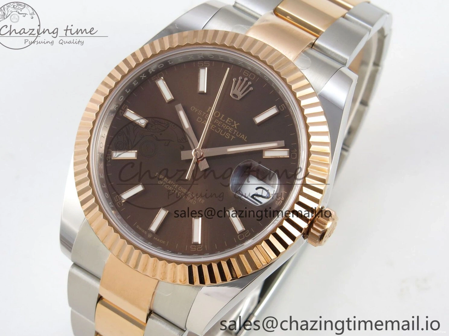MiroTime 0210 Effortless DateJust 41 126331 SS RG ARF 1:1 Best Edition Brown Stick Dial on Oyster Bracelet SH3235 (Weighted) 201
